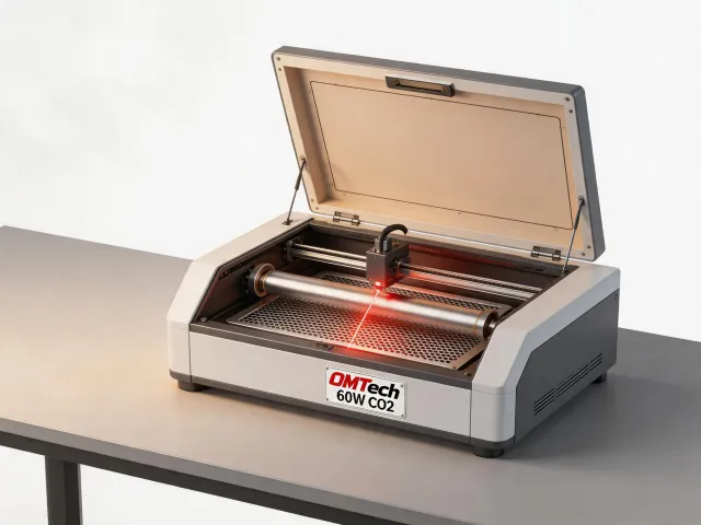 OMTech CO2 laser engraver with honeycomb bed