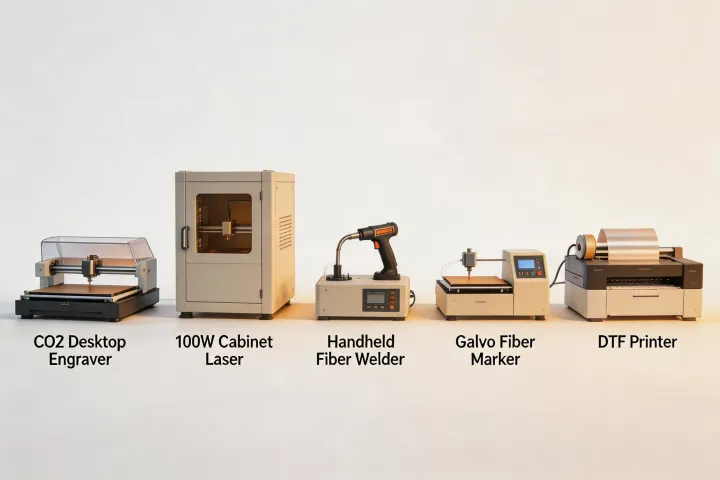 Lineup of OMTech laser engravers and printers